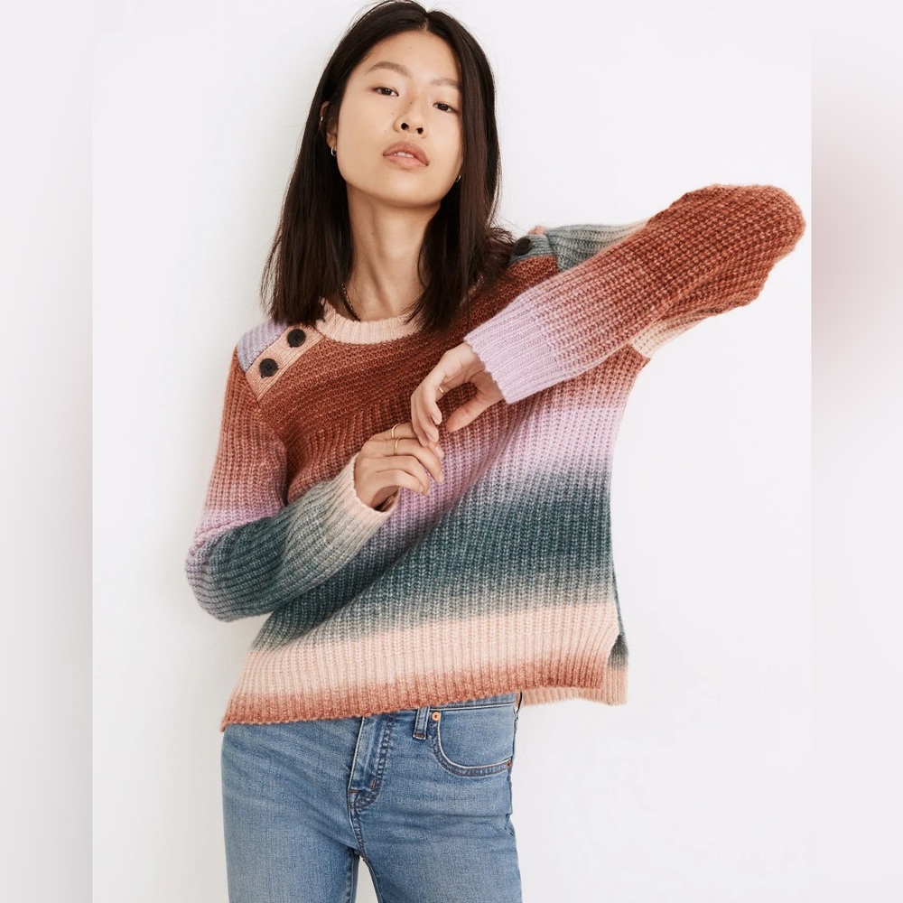 Madewell Space-Dyed Button-Shoulder Pullover Sweater